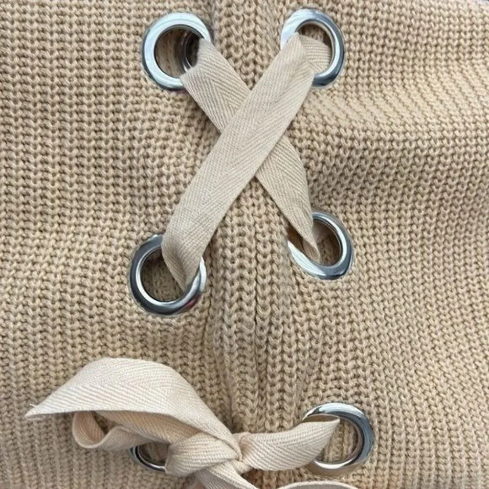 Sheryl Crow Women Tan Sweater With Side Tie Detail Sweater Size S